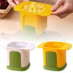 Trancheuse de Frites en PP et Métal de qualité alimentaire – 15 cm x 10 cm – Blanc/Jaune