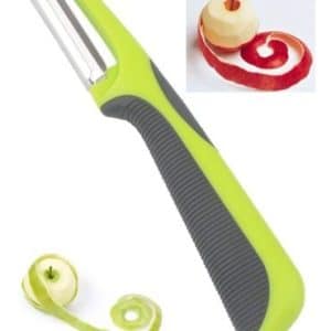 Éplucheur à Pomme en Acier Inoxydable et Caoutchouc ABS – 18 cm x 3 cm – Bleu, Violet, Vert 🍎