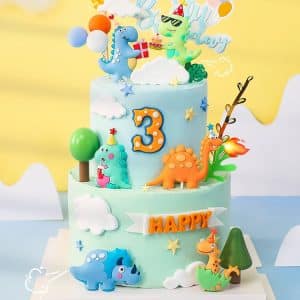 Décoration de Gâteau d’Anniversaire Dinosaure – 10 Pièces Multicolores en Résine 🦖