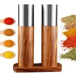 Moulin à Épices Manuel en Bois d’Acacia et Acier Inoxydable – 5.2 cm x 20.3 cm