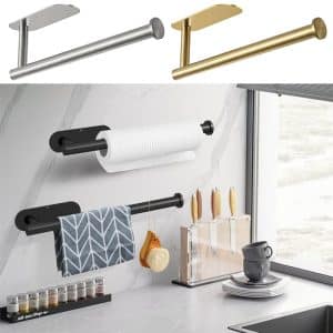 Porte-Serviette pour Cuisine en Acier Inoxydable – Noir/Doré/Argenté – 33 cm