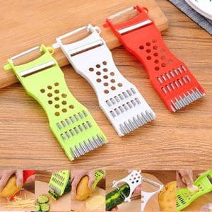 Éplucheur Multifonction 🔪 en ABS – Blanc, Rouge et Vert – 15,3 x 7,5 cm
