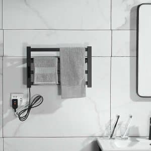 Sèche-serviette de Cuisine Noir en Acier Inoxydable – 47 cm x 30 cm – 48 W – 45-70°C