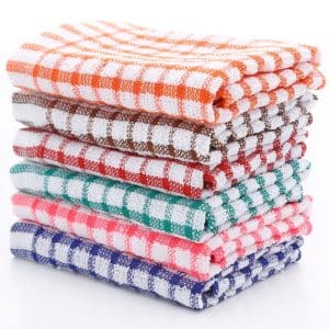 6 Torchons Professionnels en Coton | Taille 28 cm x 40 cm | Orange, Marron, Rouge, Rose, Bleu, Vert