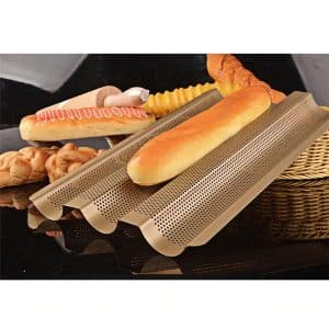 Plaque à Baguette en Acier Inoxydable 💯 – 24,5cm x 38,5cm, Temp. jusqu’à 230°C, Qualité Supreme