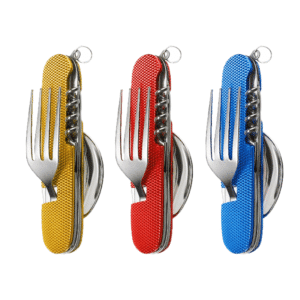 Couvert multifonction 4 en 1 (Fourchette, Couteau, Cuillère, Ouvre Bouteille)