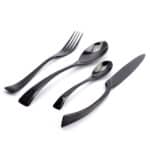 Set de 4 Couverts Noirs, fini poli Miroir, Acier Inoxydable