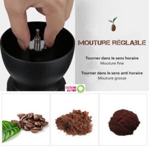 Moulin à café manuel avec 2 bocaux en verre