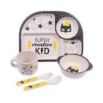 Kit vaisselle bébé en bambou – Thème Super-héros