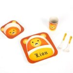 Coffret repas bébé bambou – Assiette, couverts, bol et verre