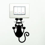 Sticker Mural Chat Noir pour Interrupteur – Adhésif Déco Cuisine