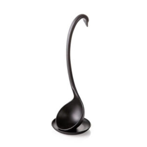 Louche en forme de cygne noir ou blanc avec soucoupe – Ustensile de cuisine