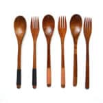 Lot de Fourchette et Cuillère en Bois Style Japonais