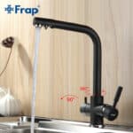 Robinet de cuisine noir avec purificateur d’eau, 2 poignées
