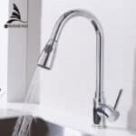 Robinet moderne avec tuyau flexible pour évier de cuisine – Couleurs : Chrome, Noir, Laiton brossé