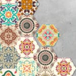 Stickers Revêtement de Sol, Style Baroque, Forme Hexagone – Lot x 10 Pièces