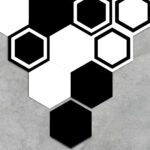 Stickers Sol Noir et Blanc forme Hexagone (10 Pièces)