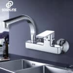 Robinet de cuisine mural – Mitigeur poignée unique eau chaude et froide – 3 modèles au choix