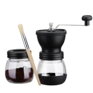 Moulin à café manuel avec 2 bocaux en verre