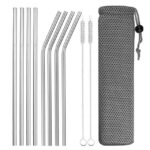 Pailles acier inoxydable non jetables couleur argent