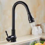 Robinet mitigeur cuisine, douchette, style rétro, modèle Noir Bronze, Nickel Brossé ou Chrome