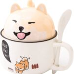 Tasse en céramique Shiba inu avec cuillère