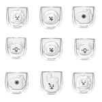 Tasse à café en verre double paroi – Design animaux mignons